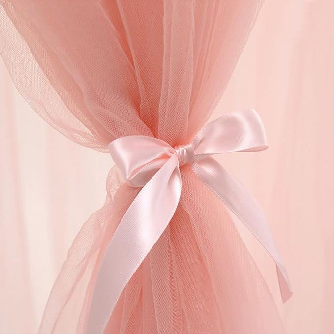 Bed Canopy Mosquito Net with Star Lights，Princess Play Canopy for Girls Room - Dome Net Curtains for Baby Game Dream Castle, Girls Room Decor, Pink