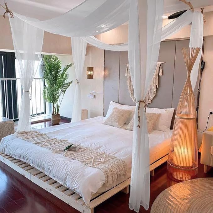 Fragrantex Beige Sheer Scarf Valance Window Curtain Soft Chiffon Extra Long Canopy Bed Curtains Panel for Kids Room Living Room,Swag Valance Wedding Arch Backdrop Curtain 52W x 256L,1 Panel