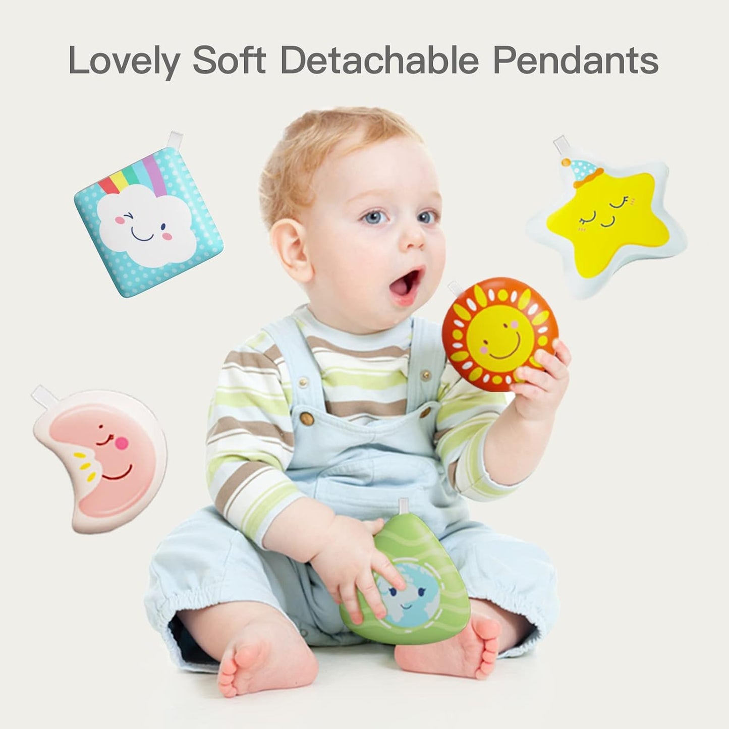 Eners Baby Crib Mobile with Music and Lights, Mobile for Crib with Remote Control, Rotation, Moon and Star Projection, Baby Crib Toys for Boys Girls (Red)