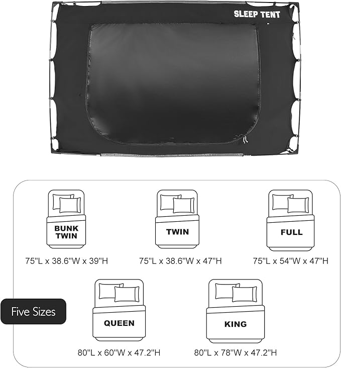Bed Tent Canopy Queen Size for Adult and Kids Portable Dream Tent Indoor Sleeping Tents 98% Blackout,Breathable Privacy Space on Bed with Three Doors (Mattress Not Included)