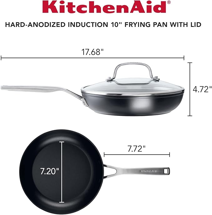 KitchenAid Hard Anodized Induction Nonstick Frying Pans/Skillet Set, 3 Piece - Matte Black
