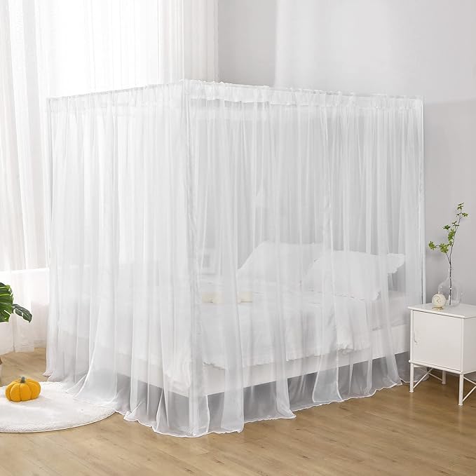 White Canopy Bed Curtain for Twin Bed, Soft Bed Canopy Scarf for Girls Adults (Twin, White)