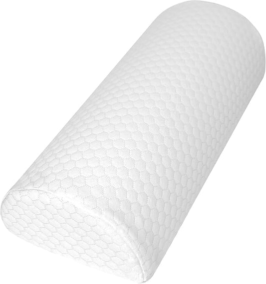 Half Moon Bolster Pillow for Legs, Knees, Lower Back and Head, Lumbar Support Pillow for Bed,Knee Pillow For Side Sleepers,Sleeping | Semi Roll for Ankle and Foot Comfort - Machine Washable Cover
