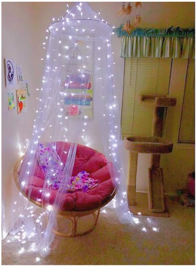 Eimilaly Bed Canopy Mosquito Net, Bed Canopy for Girls Room Decor - Insect Protection Hanging Canopy for Adults, Babies, Outdoor Camping, White/No Opening