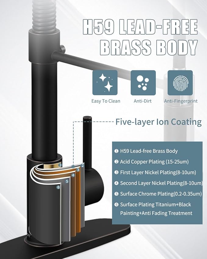 Bronze Kitchen Faucet with Sprayer, Kitchen Faucet with Soap Dispenser,Ktchen Faucets with Pull Down Sprayer,Single Hole Kitchen Sink Faucet with LED light,Oil Rubbed Faucet for Kitchen Sink