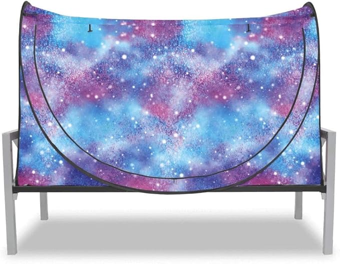 Privacy Pop up Eclipse Bed Tent Bed Drapes (Unicorn Galaxy, Full)