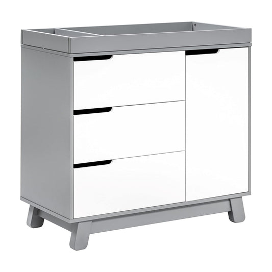 Babyletto Hudson 3-Drawer Changer Dresser with Removable Changing Tray in Grey and White, Greenguard Gold Certified