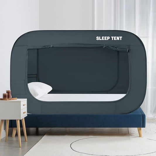 BORNA Bed Canopy Bed Tent Dream Tents Autism Shelter Cabin Indoor Sleeping Tents Privacy Warm Breathable Pop Up Twin Size Double Door with Mosquito Mesh Window for Kids and Adult (Navy Blue)