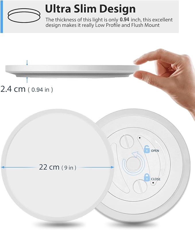 slochi 4PACK LED Flush Mount Ceiling Light Fixture White, 9Inch 24Watt, 5000K Daylight Ultra Slim Ceiling Lamp for Living Room, Dining Room, Hallway,NOT-DIMMABLE