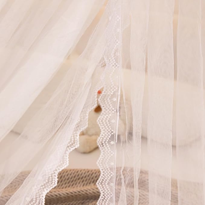 Mengersi Canopy Bed Curtains Bed Canopy,Canopy for Bed Curtains-Cozy Drape Netting,Princess Bed Drapes for Girls Adults Bedroom Decoration(King,White)