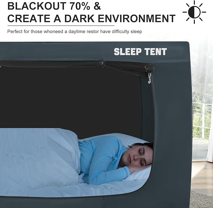 Bed Tent Full Bed Canopy Dream Tents for Indoor Portable Blackout Tents Privacy Space Warm Breathable Sleeping Tents for Kids and Adult(Navy Blue,Mattress Not Included) Reducing Light