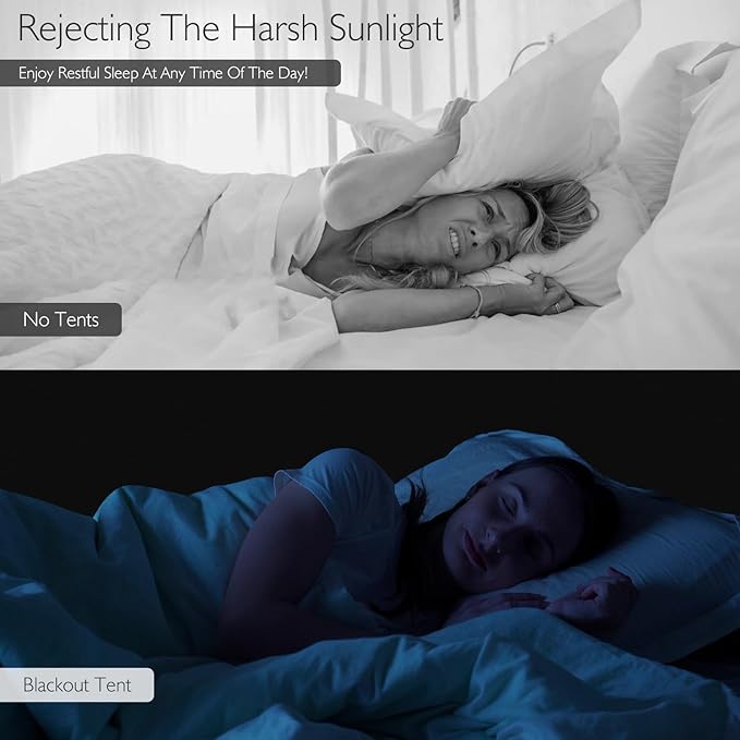 BORNA Bed Tent Full Bed Canopy for Indoor Portable Light Reducing Sleeping Canopy for Kids and Adult,Bunk Blackout Tents Breathable Privacy Space Tent Mosquito Netting for Bed(Pale Gray)