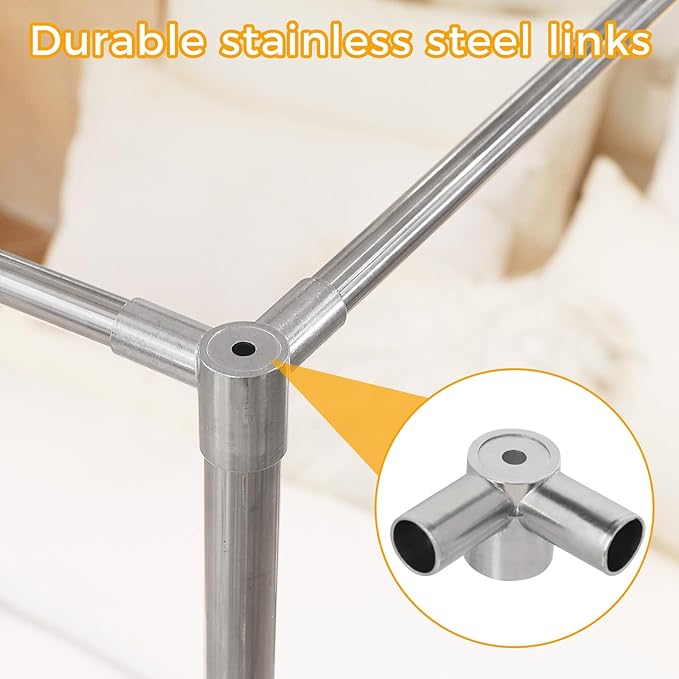 Canopy Bed Frame Post for King Size Beds,Premium Stainless Steel Bed Post Poles Thicken Bed Canopy Frame,Fit for Four-Corner Bed and Mosquito Curtains