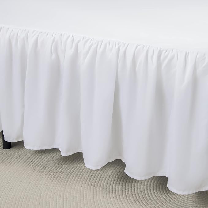 Bed Skirt Twin Size Ruffled Bed Skirt with Split Corners, 14 Inch Drop Dust Ruffle Bed Skirt with Platform, White