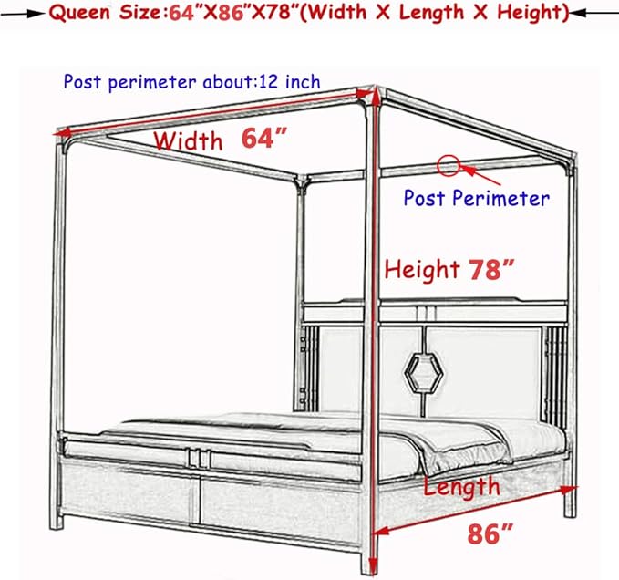 Elegant Lace Princess 4 Corner Post Mosquito Net Romantic for Girls Women Bed Curtain Canopy for Adult Wedding Bedroom Kids Rooms Decoration (Coffee, Queen)