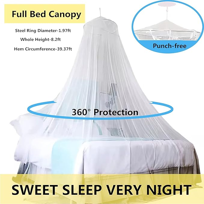 Eimilaly Bed Canopy Mosquito Net with 250pcs Warm White Curtain Lights, Bed Canopy for Girls Room Decor or Theme Party, Pink/Warm White Lights