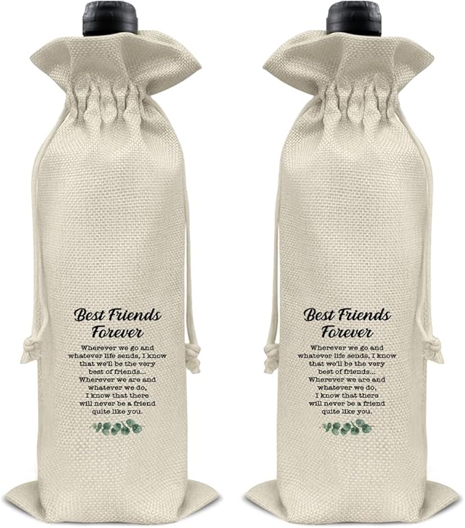 HOIJAUMAI Friendship Gifts Best Friends Wine Bag Best Friends Forever Wine Gift Bags for Women Men