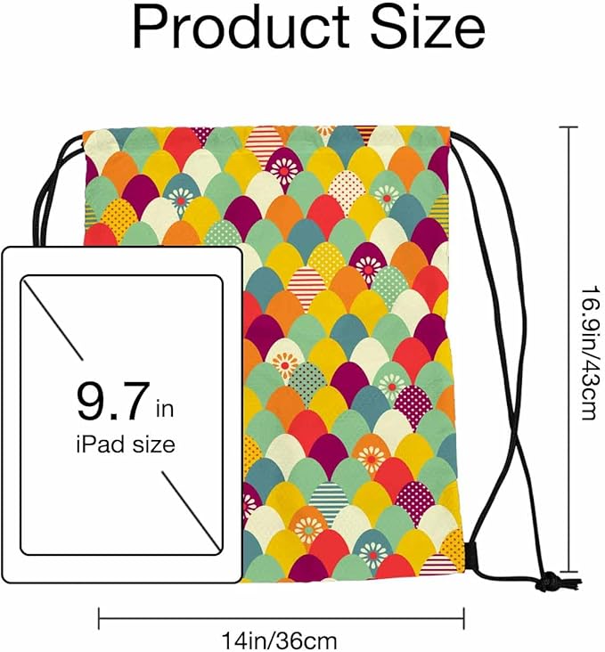 Gym Backpack Happy Easter Volleyball Bag Sports Backpack Color Easter Eggs Flower Dots Strips Pattern 14x16.9 Inch