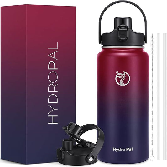 Half Gallon Insulated Water Bottle with 2-in-1 Lid (Chug Lid/Straw Lid), 40/64oz Double Walled Vacuum Stainless Steel Water Bottles, Water Jug with Straw