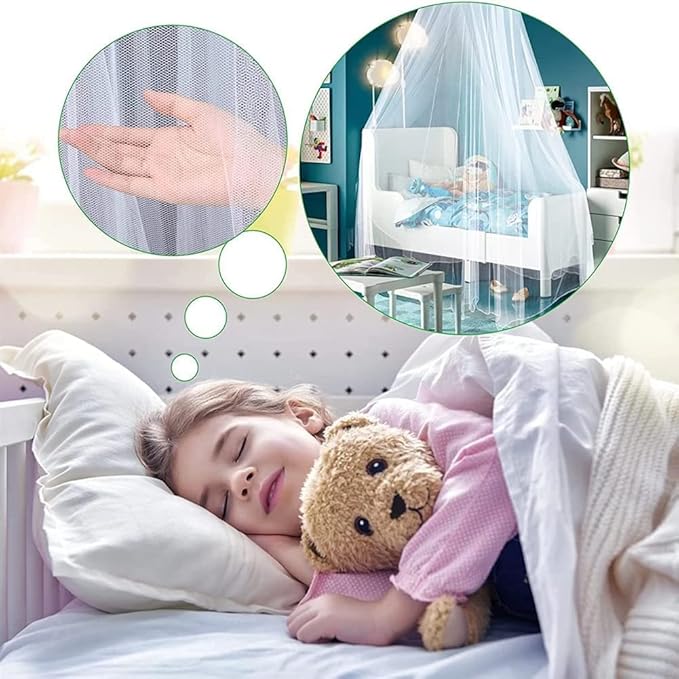 Eimilaly Bed Canopy Mosquito Net with 250pcs Warm Curtain Lights, Bed Canopy for Girls Room Decor or Theme Party, White/Warm Lights