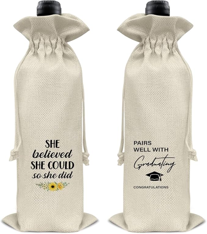 HOIJAUMAI Graduation Gifts for Women Her Graduation Gifts for Daughter Sister Granddaughter Pairs Well with Graduating Wine Bag Graduation Wine Gift Bags