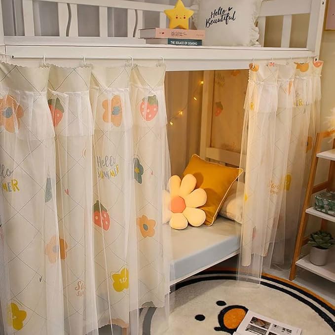 XGOPTS Dormitory Bunk Bed Privacy Curtains Students Single Bottom Bunk Bed Blackout Curtains Dustproof Cloth Bed Canopy Curtains Shading Mosquito Protection Nets Bedroom Tent Decor
