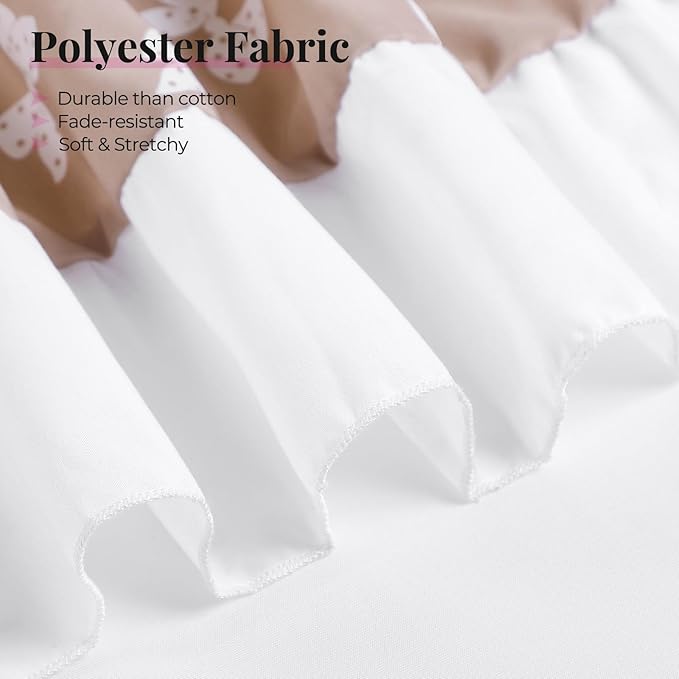 RIMELA Camel Elastic Bed Skirt King Szie 14 inch Drop, Cal King Bedskirt Easy to Put On, Solid Wrap Around Dust Ruffle, Fade Resistant Silky Fabric Machine Washable