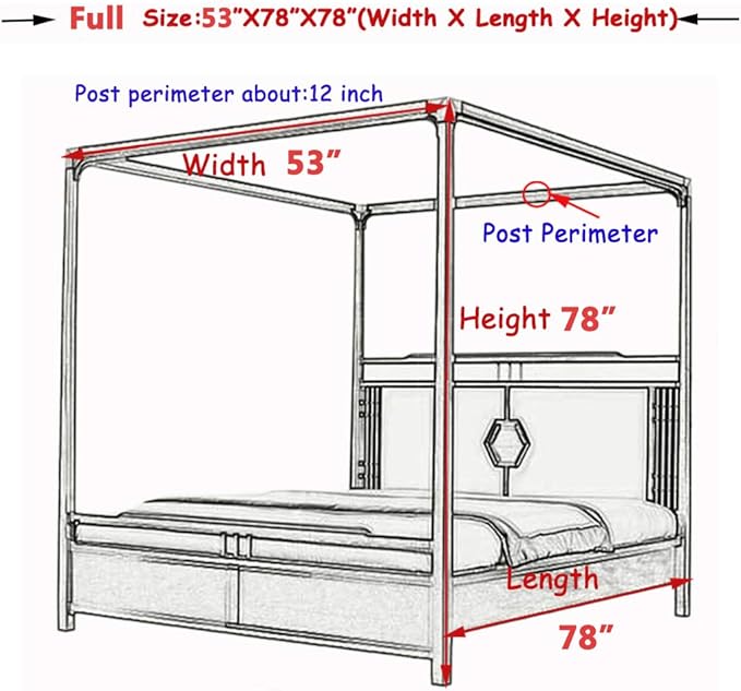 Elegant Princess 4 Corner Post Mosquito Net Romantic for Girls Women Bed Curtain Canopy for Adult Wedding Bedroom Kids Rooms Decoration (Type4-Grey, Full)