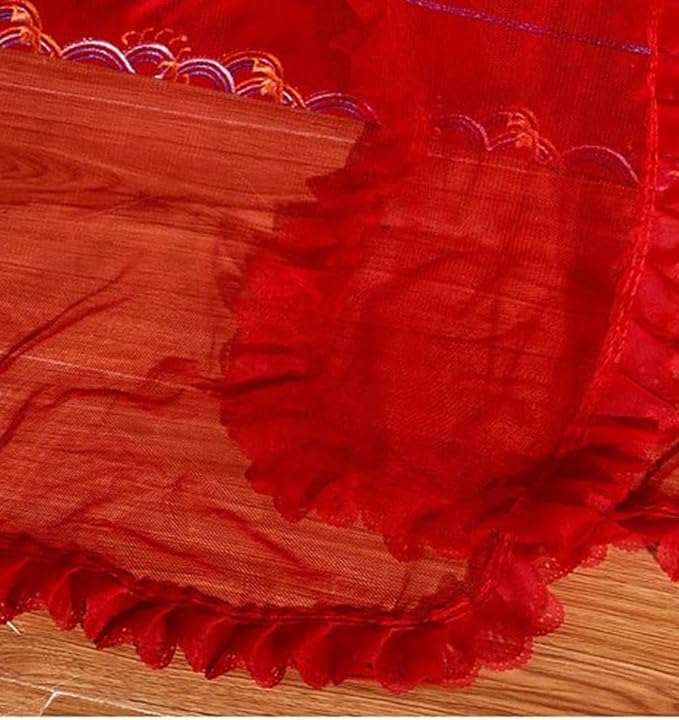 Mengersi Red Canopy Bed Curtains Bed Canopy,Four Corner Post Bed Curtains Elegant Bed Draperies Bedroom Decoration，Full