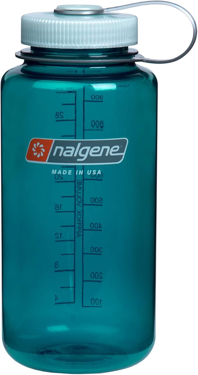 Nalgene Sustain Tritan BPA-Free Water Bottle Made with Material Derived from 50% Plastic Waste, 32 OZ, Wide Mouth, Trout Green