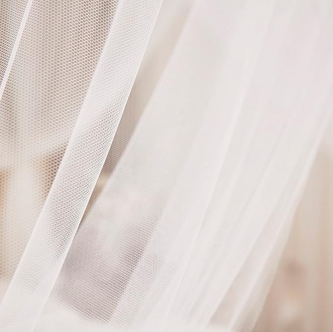 Mengersi Bed Canopy Mosquito Net for Bed,Canopy Bed Curtains Elegant Bed Drapes Screen Netting Canopy Curtains Bedroom Decor (White, Full/Queen)