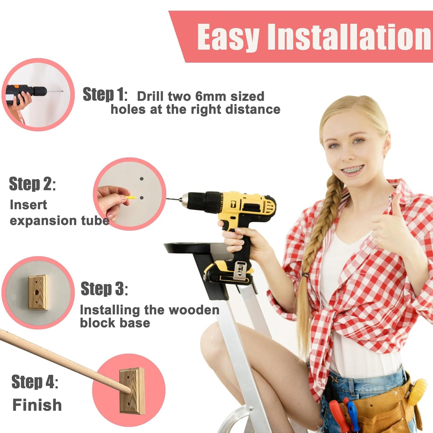 Crib Mobile Wooden Arm, Wall Mounted Suitable for All Cribs 100% Natural Larch Hanger Nusery Decor Baby Room Safe Holder(Mobile is not Included (Original Wood Color)