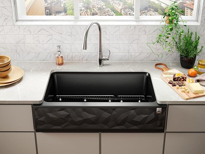 Cairn Undermount Single-bowl Farmhouse Kitchen Sink with Faceted Design