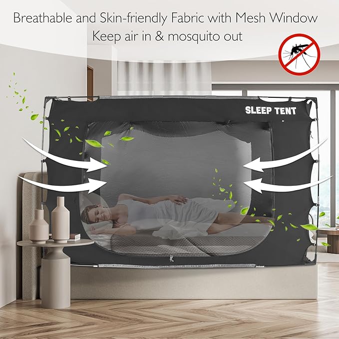 Bed Tent Canopy Queen Size for Adult and Kids Portable Dream Tent Indoor Sleeping Tents 98% Blackout,Breathable Privacy Space on Bed with Three Doors (Mattress Not Included)