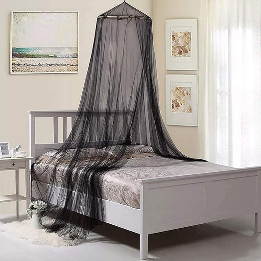 Eimilaly Bed Canopy Mosquito Net, Bed Canopy for Girls Room Decor - Insect Protection Hanging Canopy for Adults, Babies, Outdoor Camping, Black/Single Door
