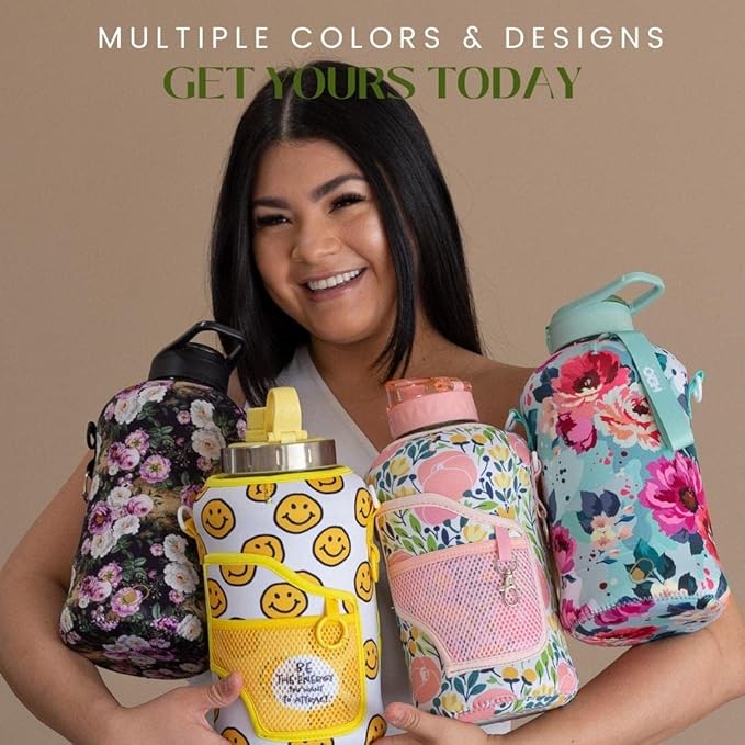 H2O Capsule 2.2L Half Gallon Water Bottle with Storage Sleeve and Covered Straw Lid – BPA Free Large Reusable Drink Container with Handle - Big Sports Jug, 2.2 Liter (74 Ounce)