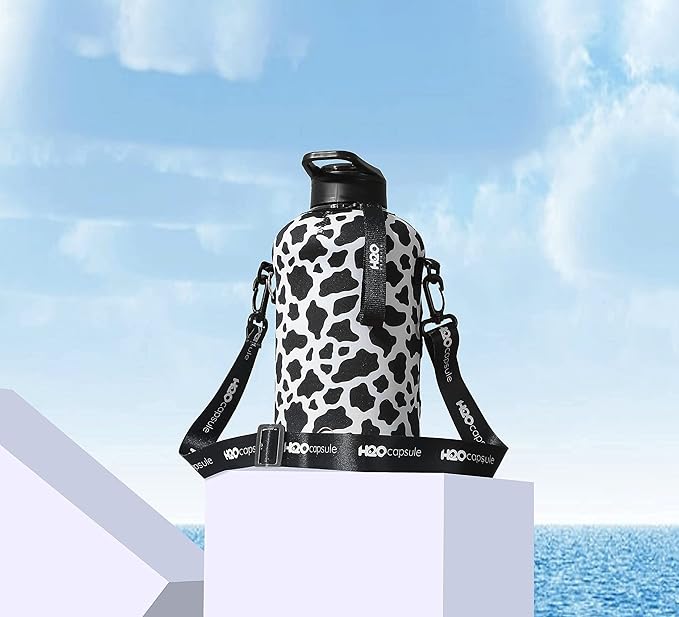 H2O Capsule 2.2L Half Gallon Water Bottle with Storage Sleeve and Covered Straw Lid – BPA Free Large Reusable Drink Container with Handle - Big Sports Jug, 2.2 Liter (74 Ounce)