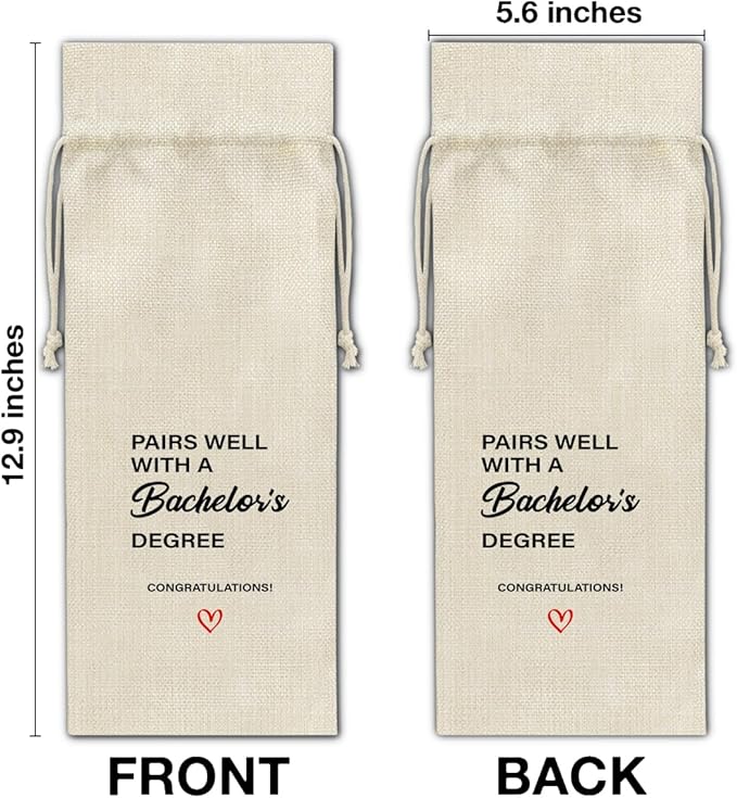 HOIJAUMAI Masters Degree Graduation Gifts Masters Graduation Gift Graduation Wine Bag Pairs Well with a Bachelor's Degree Wine Gift Bags for Women Men