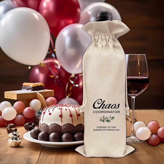 HOIJAUMAI Chaos Coordinator Gift for Women Men, Chaos Coordinator Wine Bag Chaos Coordinator Wine Gift Bags for Teacher Leader Mentor Coach Boss