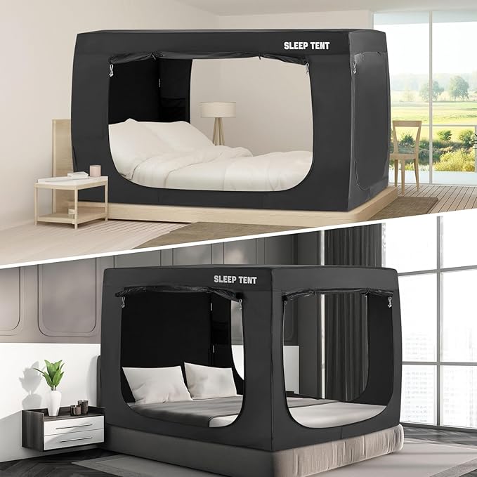 BORNA Bed Tent Bed Canopy Queen Size for Adult and Kids,Portable Sleeping Tents Dream Tents Indoor for Kids and Adult, Breathable Privacy Space on Bed with Three Doors (Mattress Not Included)