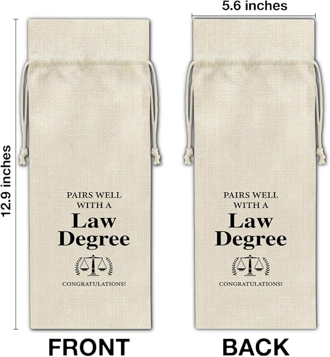 HOIJAUMAI Law Degree Graduation Gifts Law Graduation Gift Law Graduation Wine Bag Pairs Well with a Law Degree Wine Gift Bags for Women Men