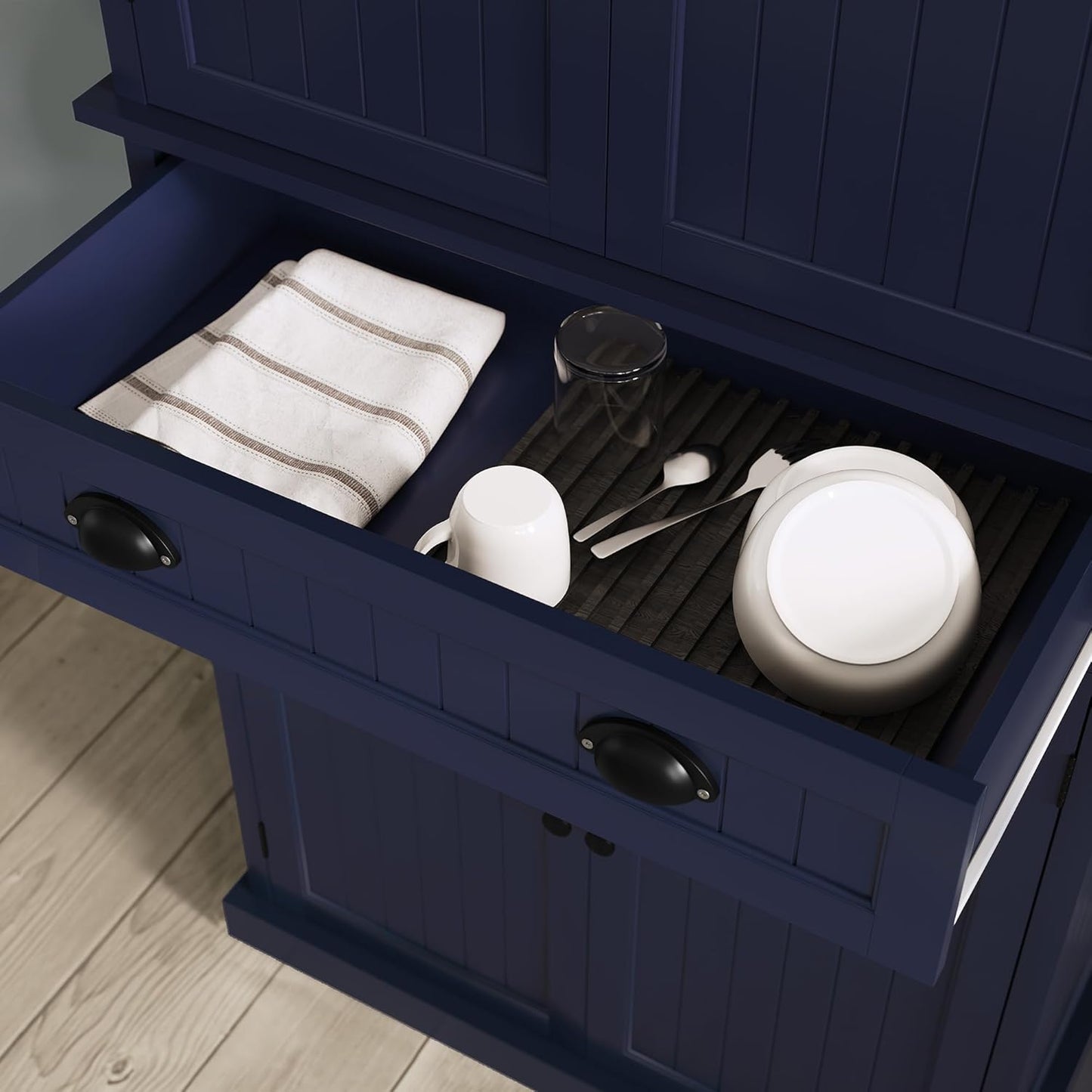 ARTPOWER 72" Tall Kitchen Pantry Storage Cabinet with Drawer and Adjustable Shelves, Pantry Cabinet for Kitchen, Bathroom or Hallway, Blue