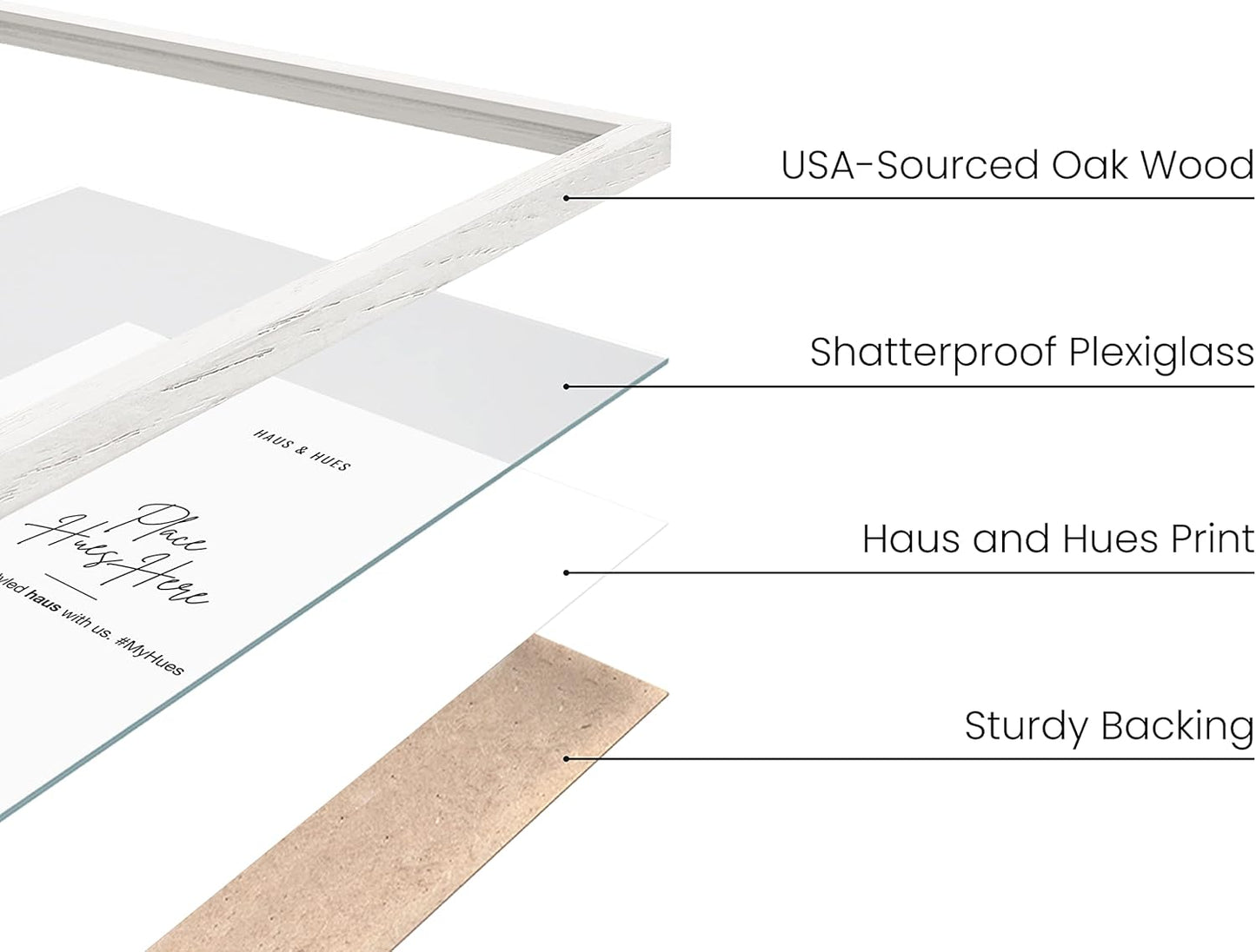 HAUS AND HUES Set of 3 12x16 White Frames - Picture Gallery Wall Frame Set, 12 by 16 Photo Set,12 x Wood (White Oak Frame)