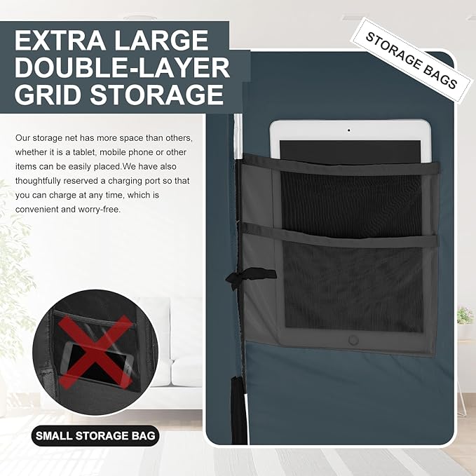 Bed Tent Full Bed Canopy Dream Tents for Indoor Portable Blackout Tents Privacy Space Warm Breathable Sleeping Tents for Kids and Adult(Navy Blue,Mattress Not Included) Reducing Light