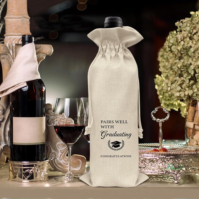 HOIJAUMAI Graduation Gifts for Men Women Graduation Wine Bag Pairs Well with Graduating Wine Gift Bags