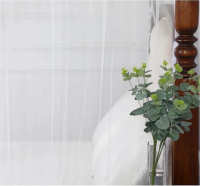 KGORGE Canopy Bed Sheer Curtains for Queen/King/Twin/Full Size, 8 Panels for Girls Boys Adults Bed, Home Bedroom Decor (White, 45 inch Width X 72 inch Length)