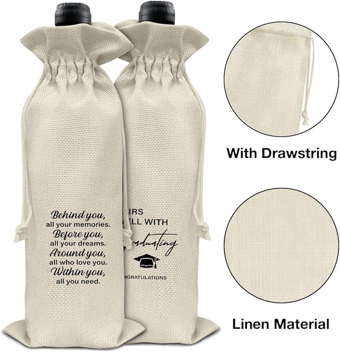 HOIJAUMAI Graduation Gifts for Women Men Graduation Wine Bag Pairs Well with Graduating Wine Gift Bags
