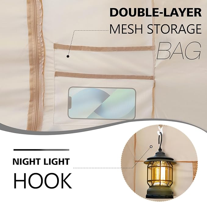 Bed Tent Bed Canopy Queen Size Tents for Adult and Kids- Portable Dream Tent Indoor Sleeping Tents 70% Blackout with 3 Doors Breathable Big Space Tents