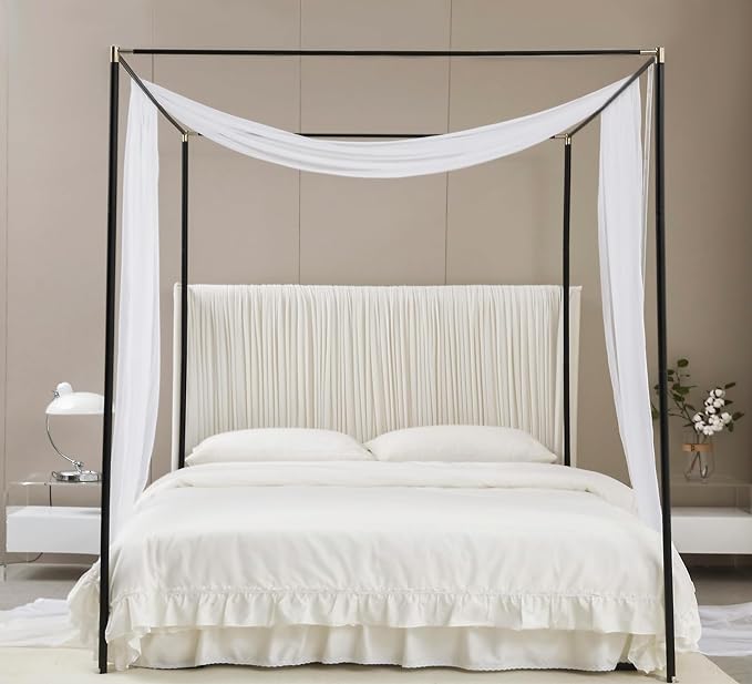 Akiky Canopy Bed Curtains White Bed Canopy Drapes Sheer Curtain Bed Scarf 1 Curtains Panel for King Size Bed décor