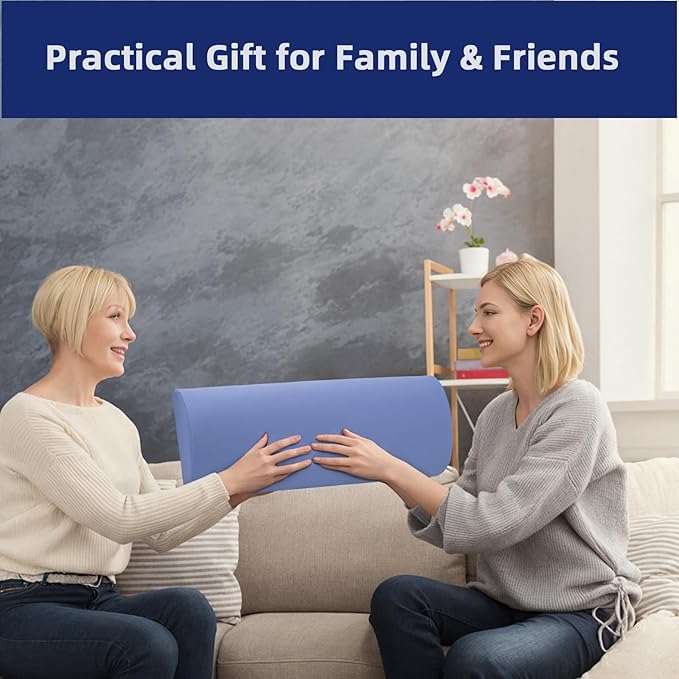 Half Moon Bolster Pillow - Memory Foam Bolster Pillow for Legs, Knee, Foot, and Neck - Leg Pillow for Back Sleeping - Knee Bolster for Sleeping with Cooling Pillowcase (Misty Blue)